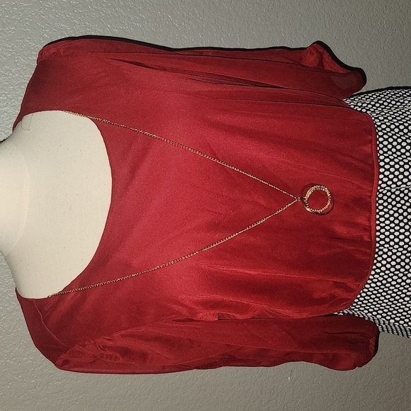 Enfocus Studio  Red,  Black and White Polka Dot Scoop Neck Dress Size 14 NWT - Picture 11 of 11